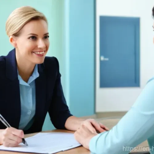 보건의료행정사 현업에서 겪는 에피소드 - **Prompt:** A calm and empathetic female healthcare administrator, mid-30s, with a warm smile and ki...