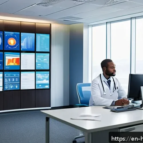 Home 15 보건의료행정사로 커리어 전환하기 - A modern healthcare administrator’s office scene showing a diverse professional in business attire, ...